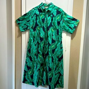 Tucker Palm Leaf Button Down Shirtdress Waist Belt ATie Size Large